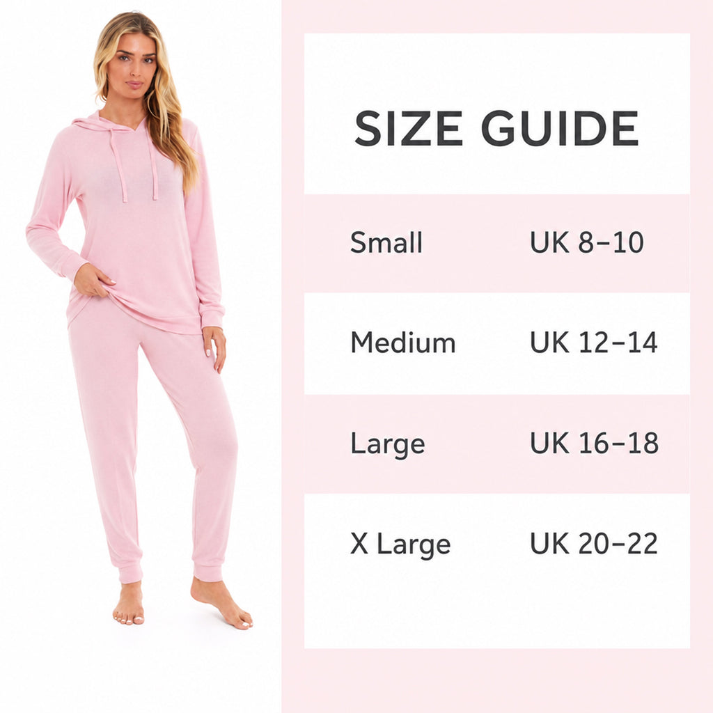 Daisy Dreamer Hooded Pyjama Set Womens Pink Grey Long Sleeve Hoodie and Pants