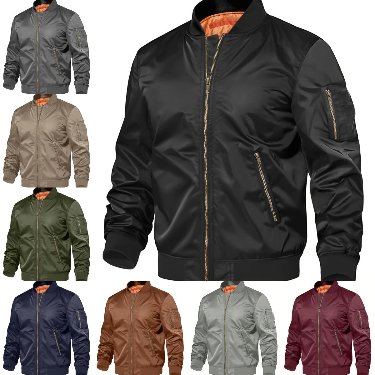 Men's Zip Bomber Jacket - Spring Autumn Baseball and Pilot Style Coat