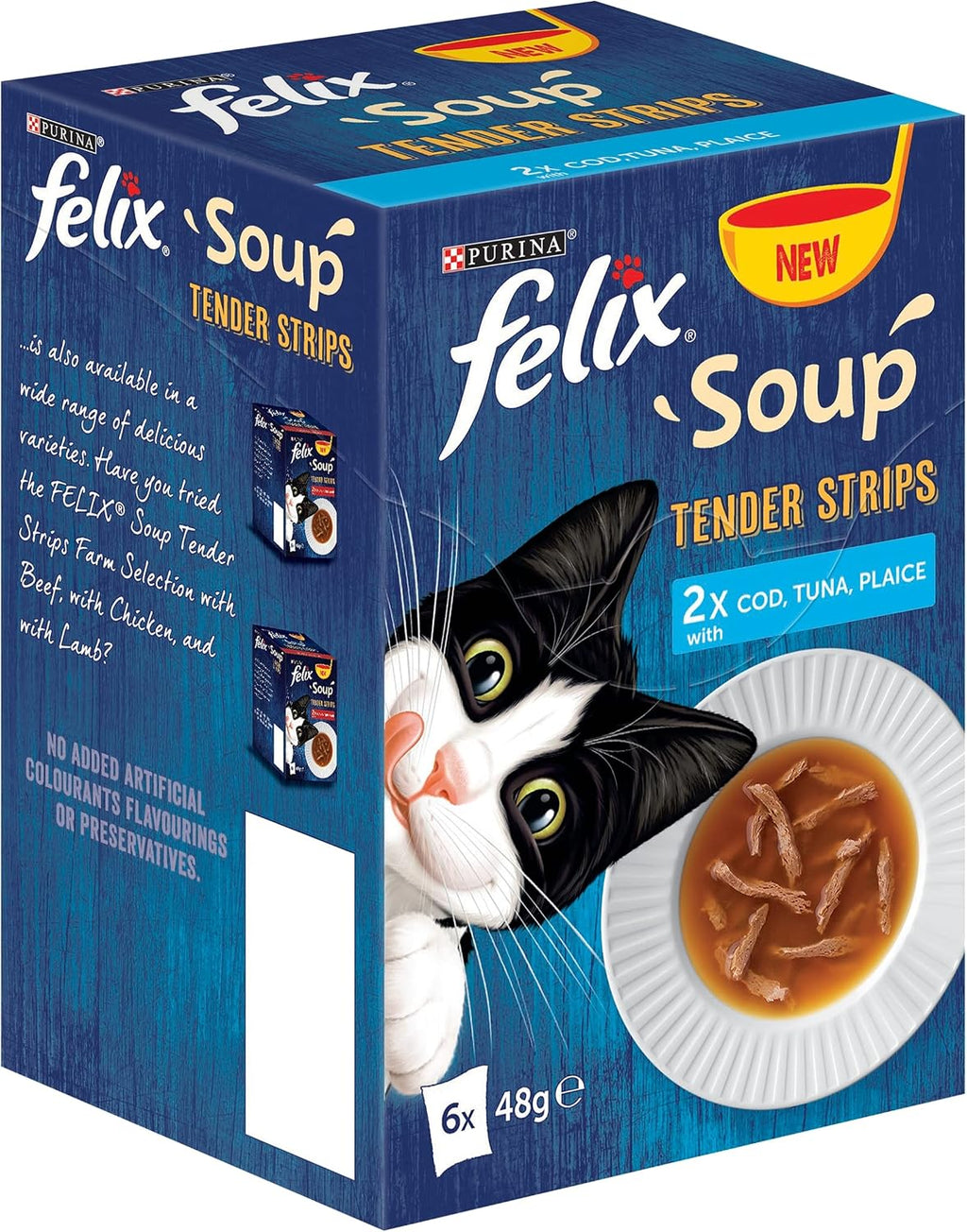 FELIX Soup Tender Strips Farm Selection Wet Cat Food 6x48g (Pack of 8)