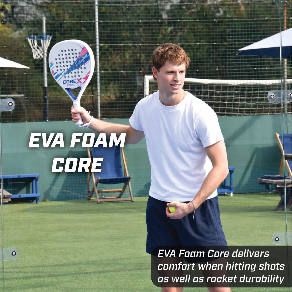 Padel Racket- Grit Spin Surface, Lightweight 360g, EVA Foam Core, Hybrid Teardrop-Round Shape for Control & Precision