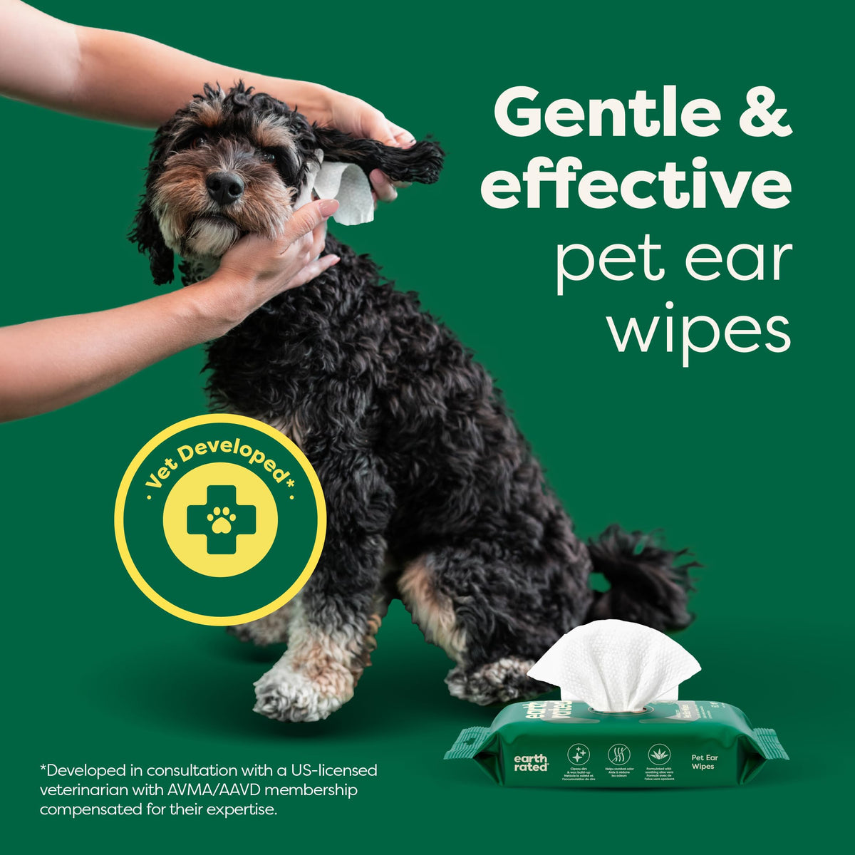 Earth Rated Dog Wipes, Hypoallergenic, Cleaning and Hydrating, for Grooming Paws, Body and Bums, Lavender Scented, 100 Count