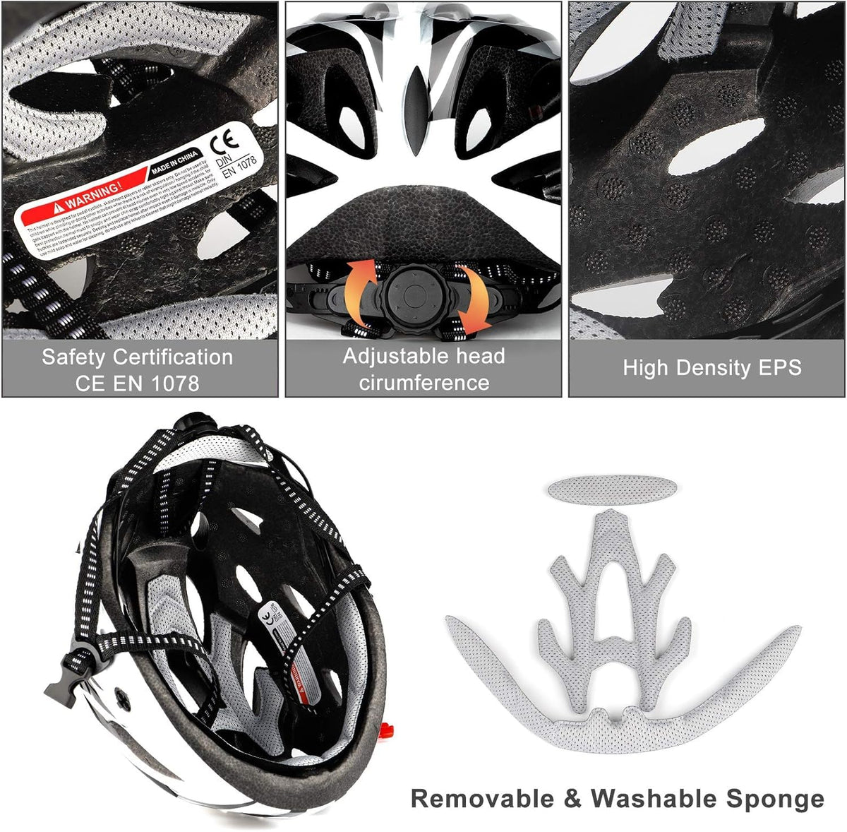 Cycle Helmet, Lightweight Bicycle Helmet, Adjustable Mountain & Road Bike Helmets for Adults, 18 Vents with Adjustable Strap & Detachable Visor for Mens Womens(Head Sizes58-62cm)