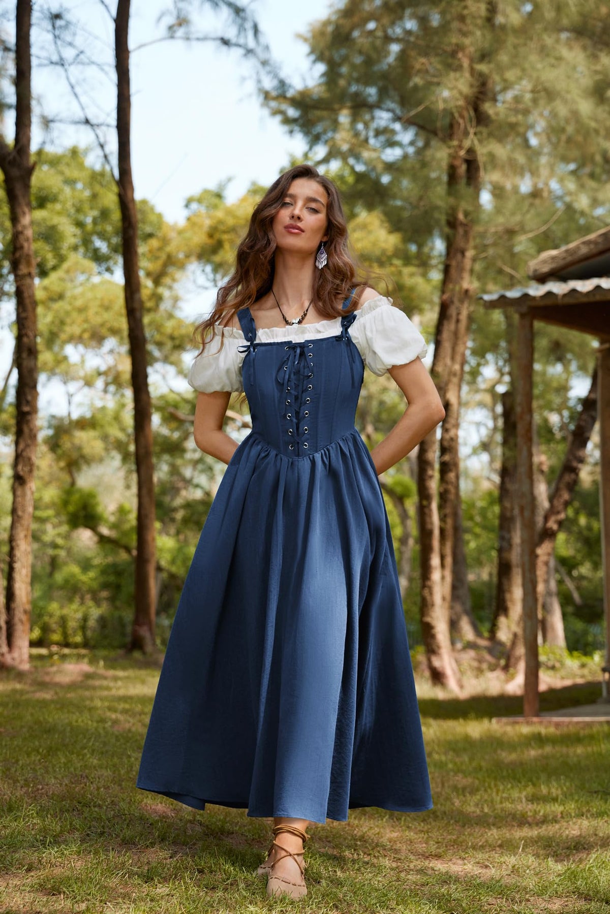 SCARLET DARKNESS Women's Renaissance Corset Dress Sleeveless Lace up A-Line Maxi Dresses