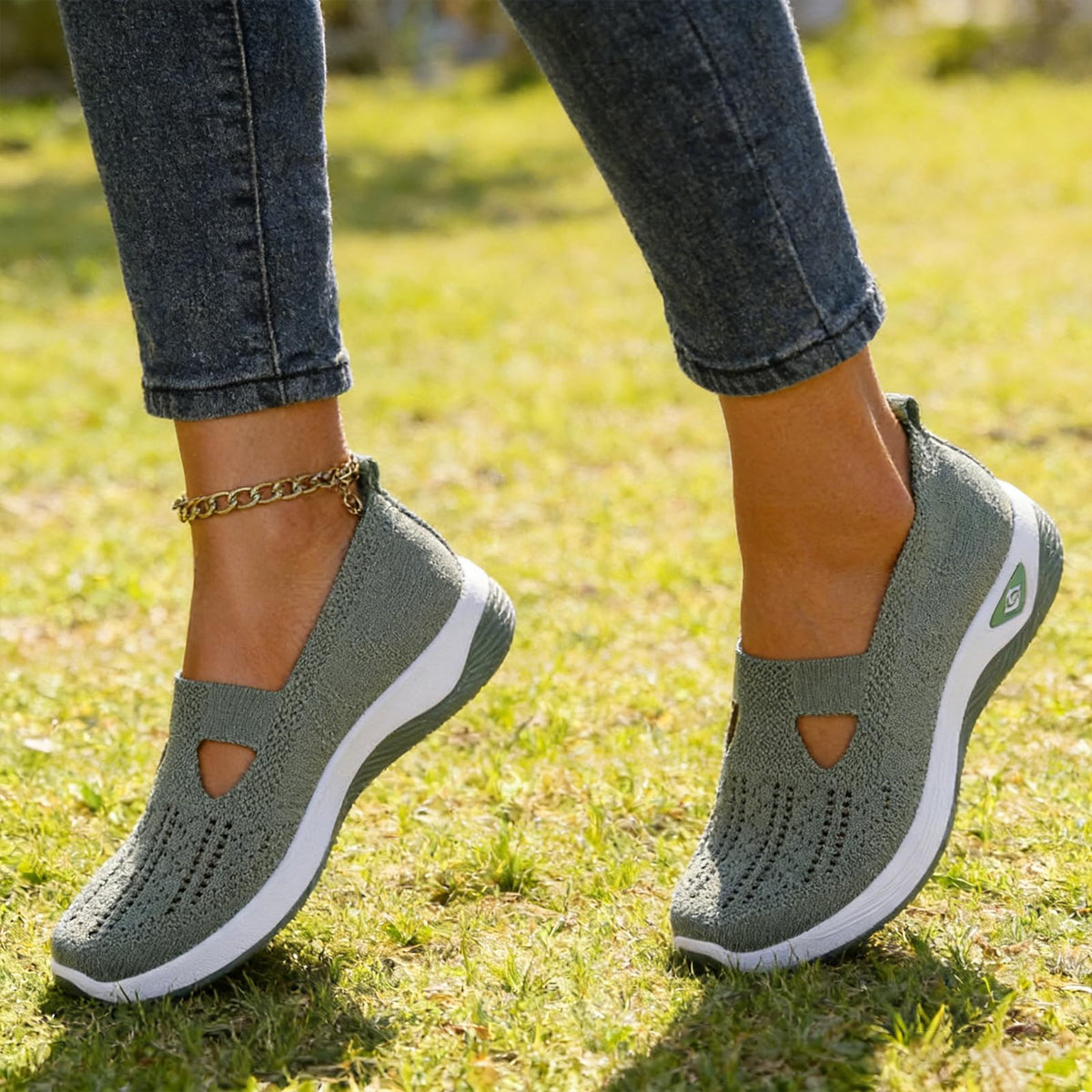 Women's Walking Shoes Comfortable Orthopedic Diabetic Shoes Soft Breathable Knitted Flats Arch Support for Indoor Outdoor