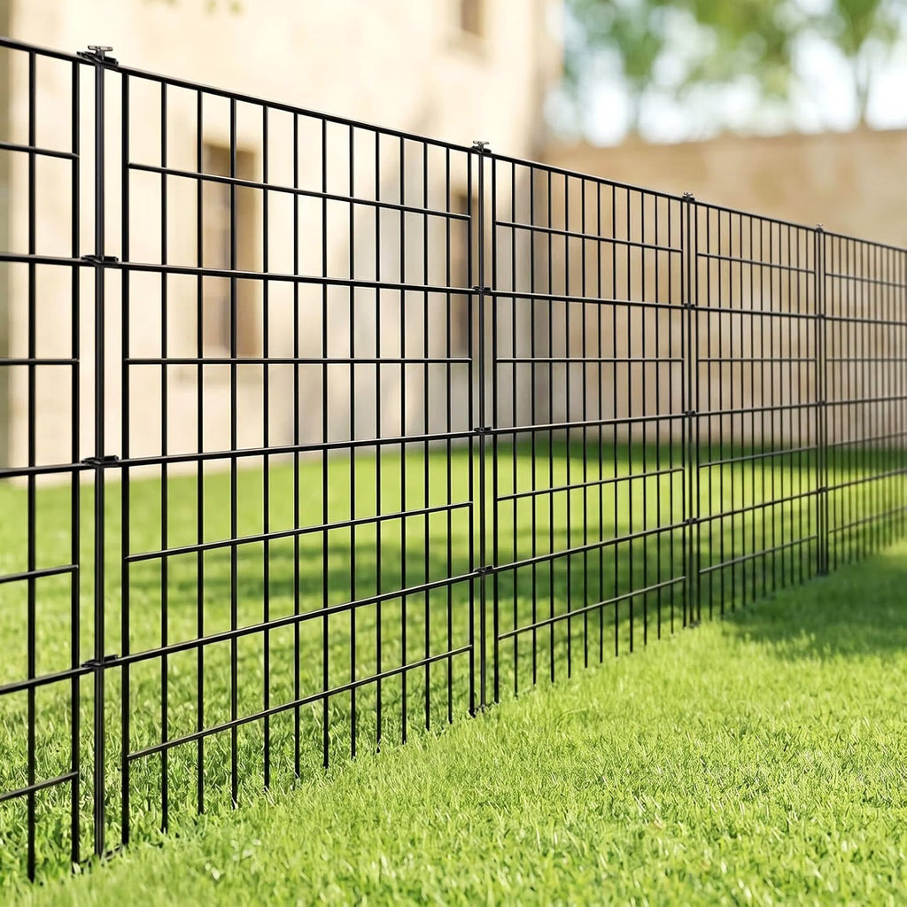 Decorative Metal Garden Fence 101cm x 3.5m 5 Panels Outdoor Border ARIFARO Black