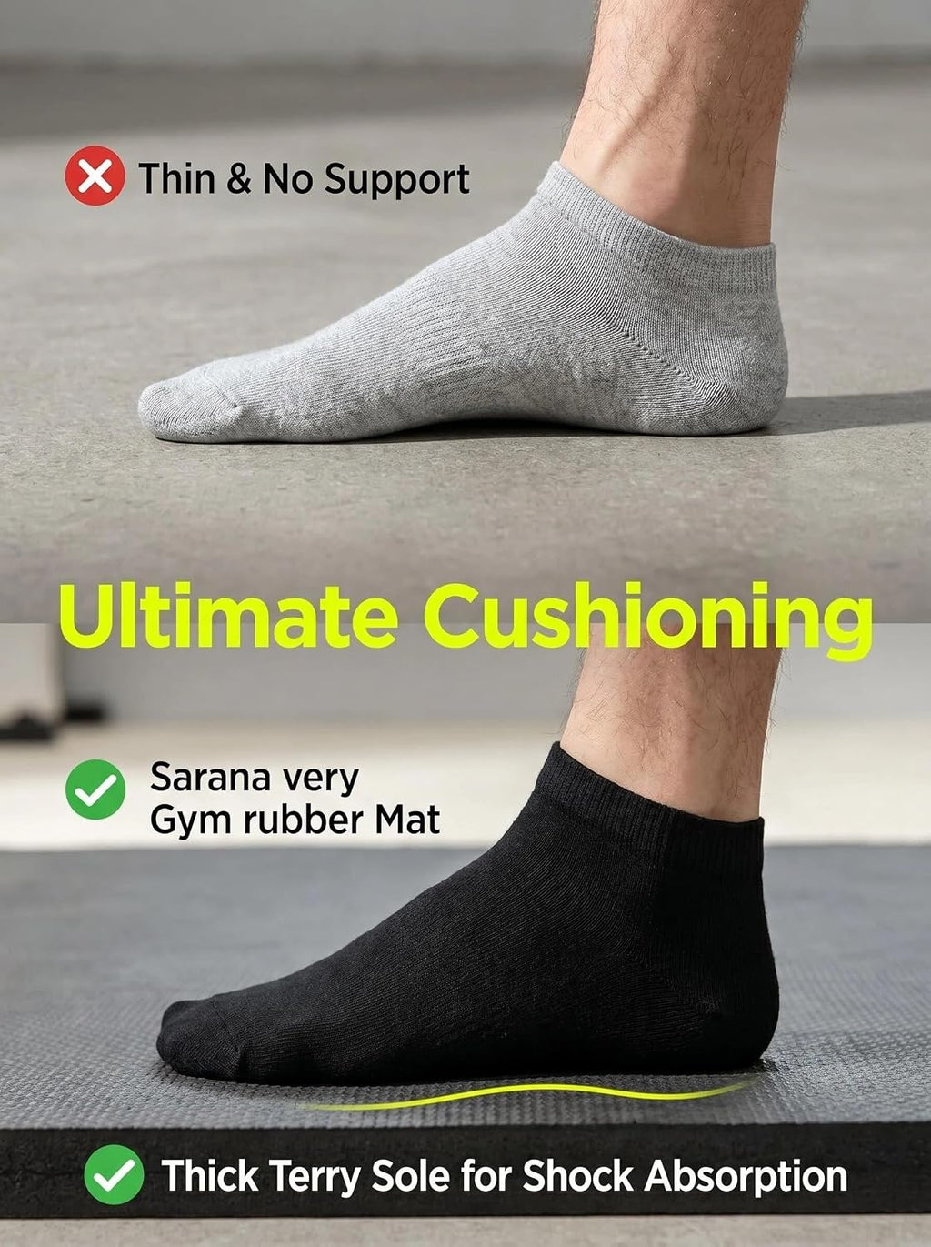 Crew Socks for Men 6 Pairs, Breathable Athletic Running Socks with Moisture Wicking & Arch Support, Comfortable Casual Sports Socks for Daily Wear, All-Day Active Black White Grey
