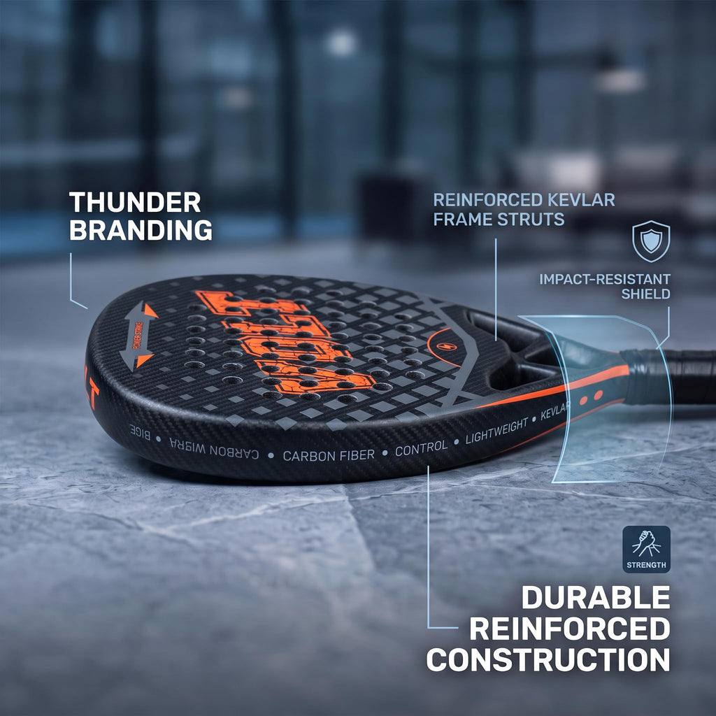 Crystals Padel Racket Carbon Fibre Surface EVA Foam Core with Carry Bag
