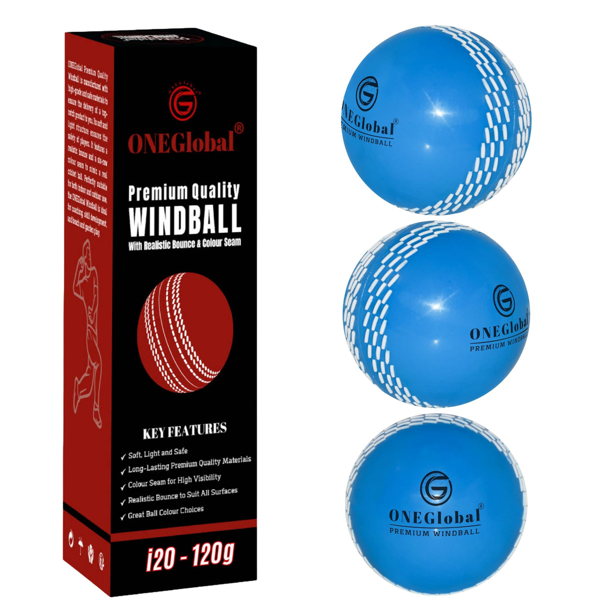 Premium Windball Soft Cricket Ball with Colour Seam | Wind Ball for Outdoor & Indoor Practice, Coaching, Garden & Beach Games