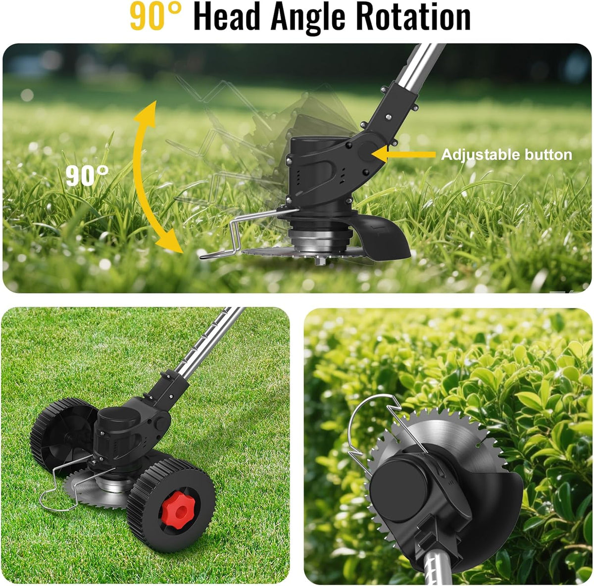 Cordless Grass Trimmer 21V 4.0Ah Garden Strimmer 4 Blades 1 Battery Conentool