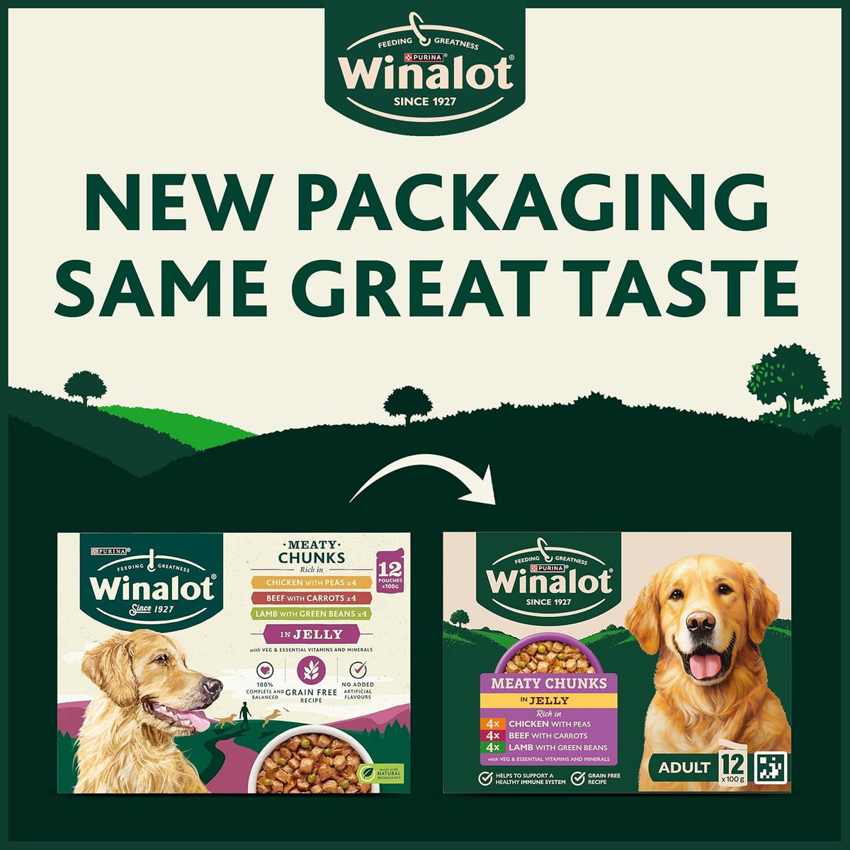 WINALOT Sunday Dinner Mixed in Gravy Wet Dog Food Pouches 40x100g