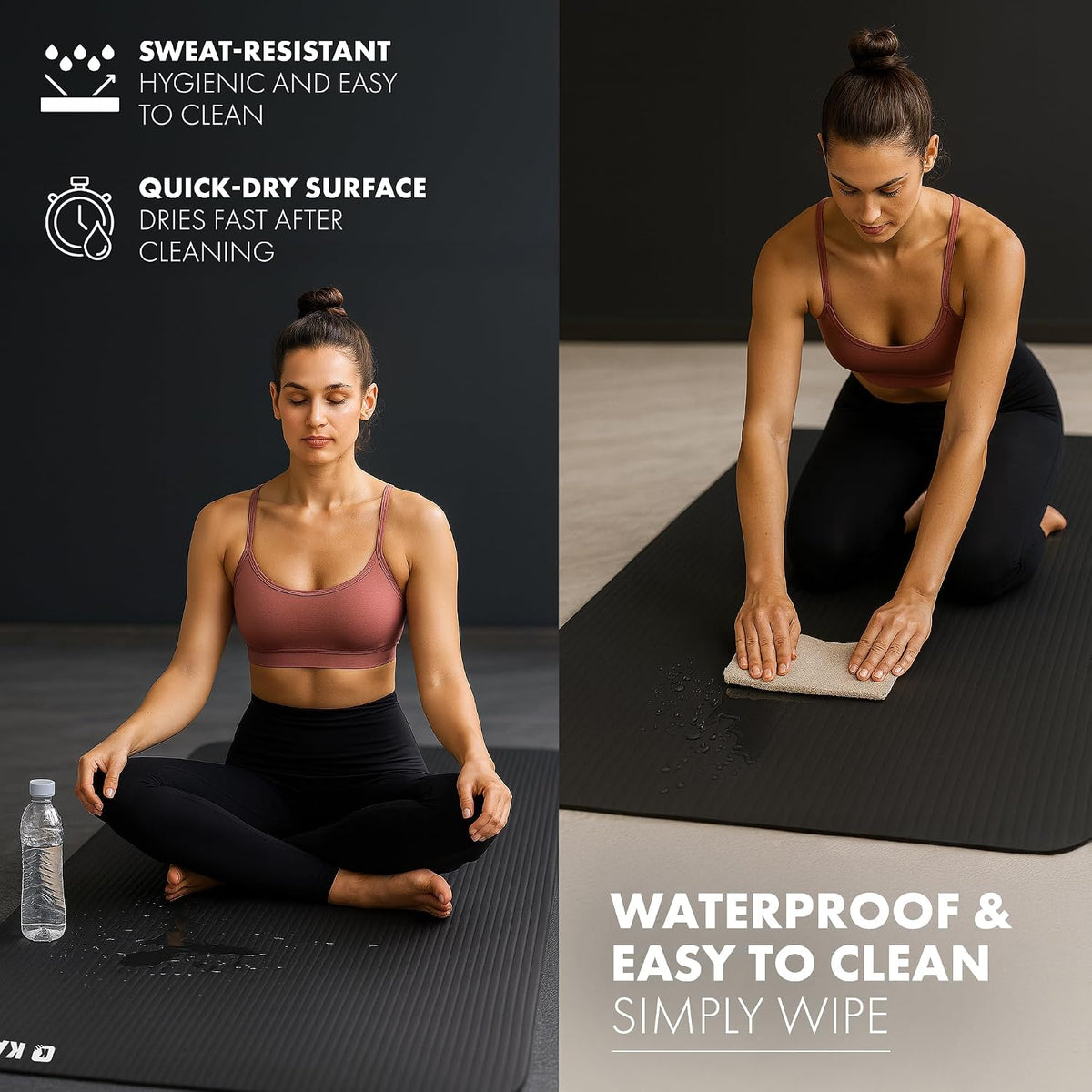 KAYMAN Yoga Mat - Non-Slip Extra Thick 8mm NBR Foam, Exercise Mat, 180x60cm