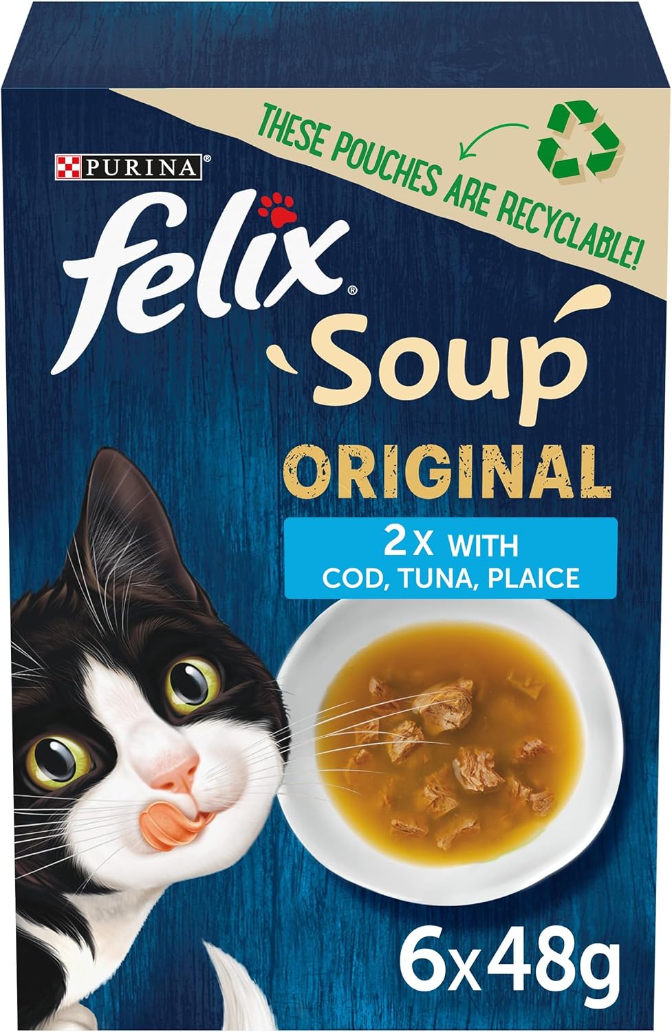 FELIX Soup Tender Strips Farm Selection Wet Cat Food 6x48g (Pack of 8)
