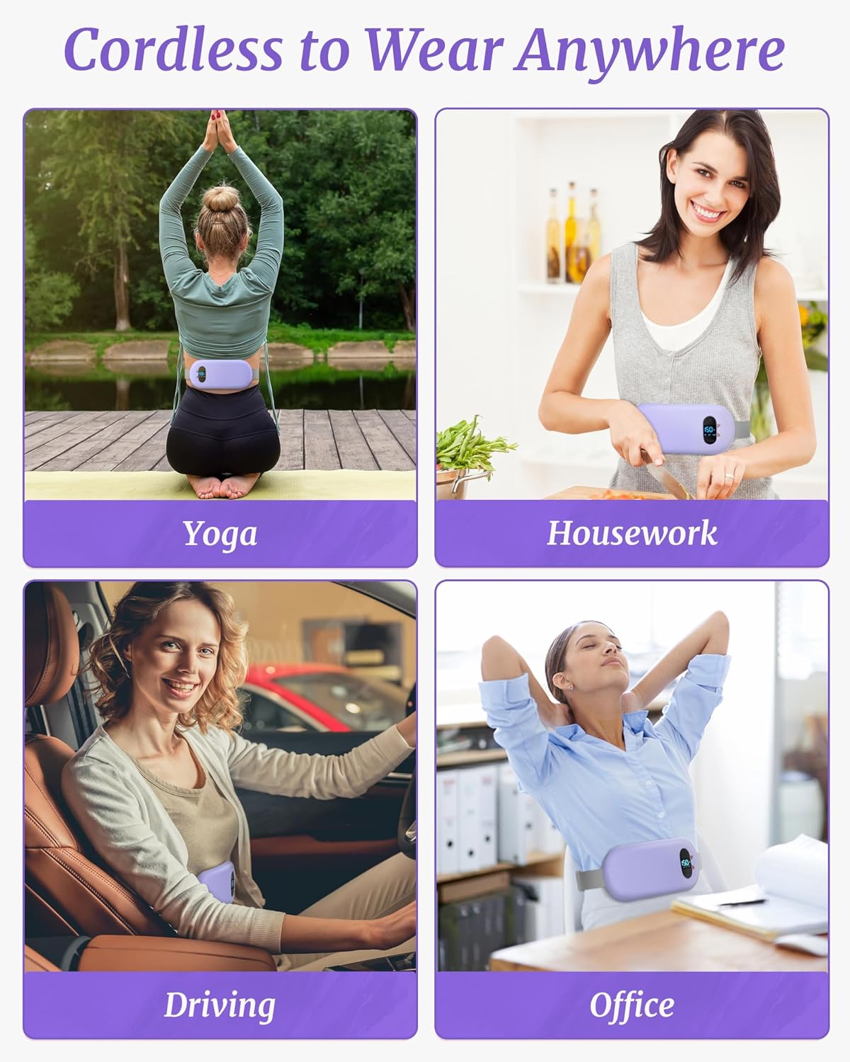 Heated Waist Belt 6 Heat Massage Modes Rechargeable USB Warm Wrap