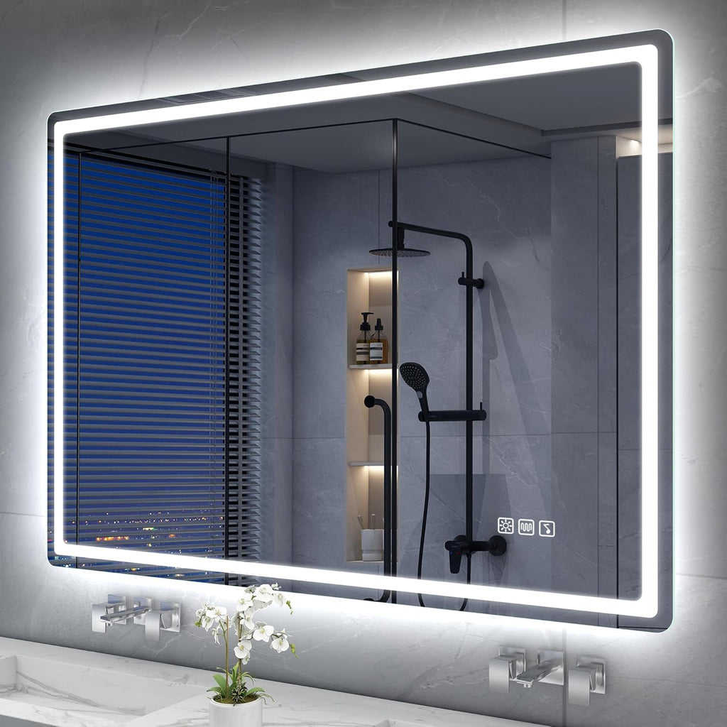LED Bathroom Mirror 100x70cm Bluetooth Speaker Anti Fog Dimmable Wall S'bagno