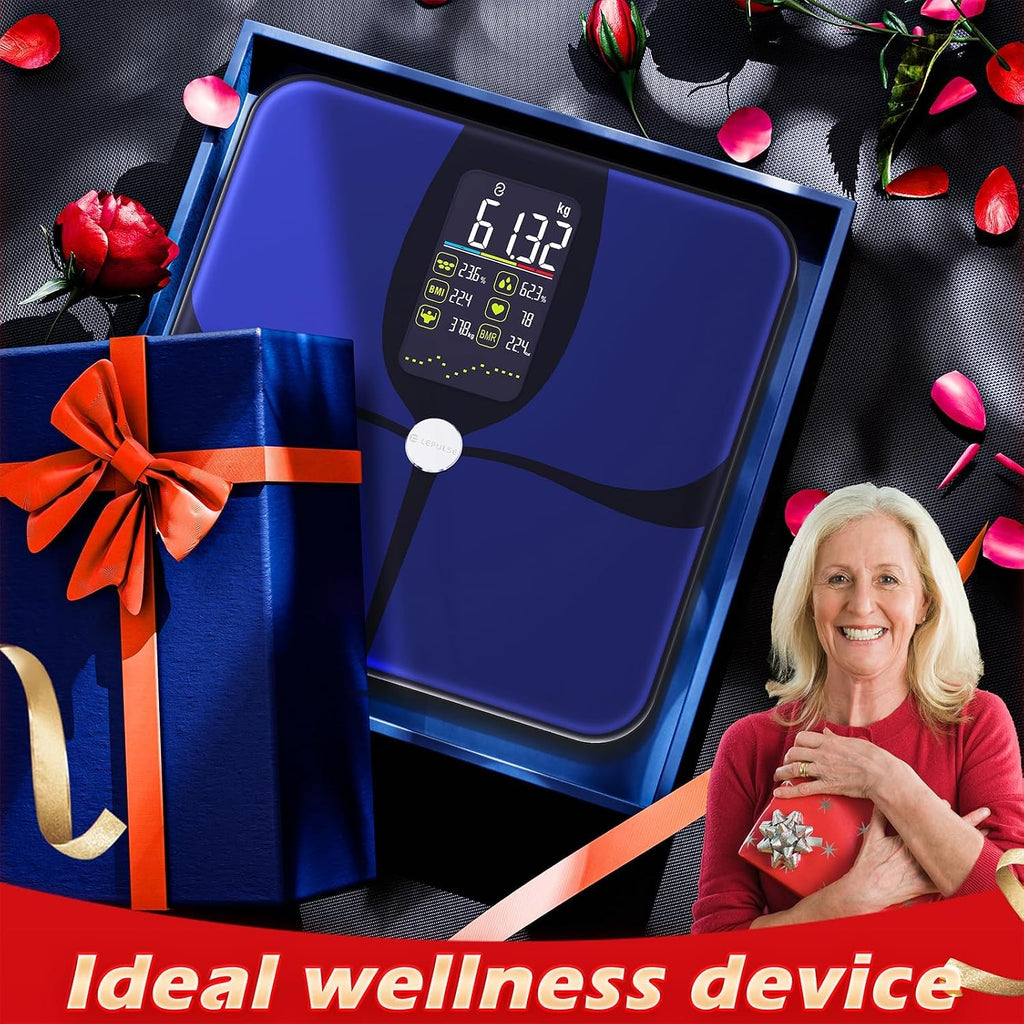 Smart Body Weight Scale Body Fat BMI Muscle Mass Bluetooth App Lepulse Black