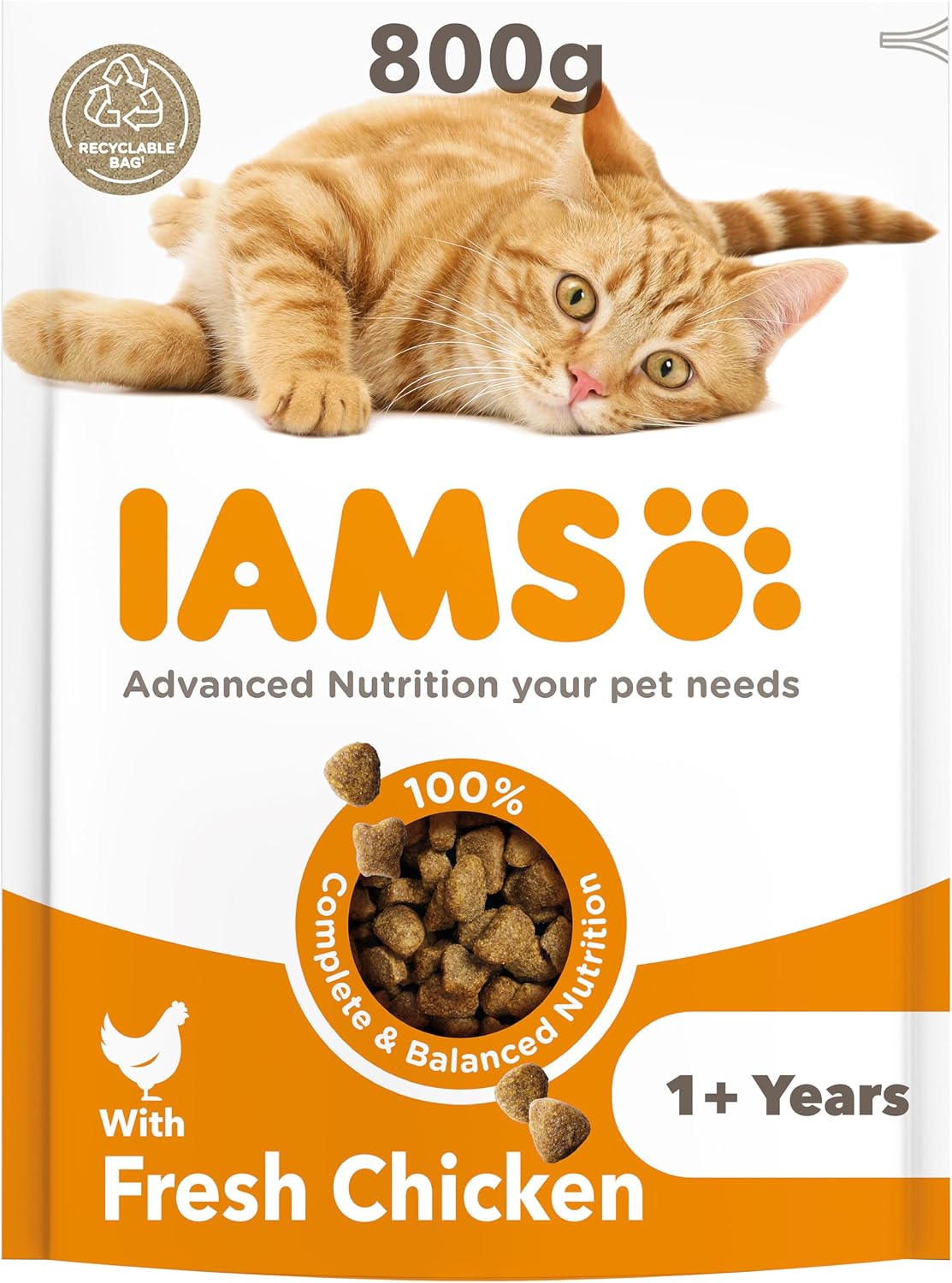 IAMS Adult Complete Dry Cat Food Chicken 3kg - Supports Strong Immune System