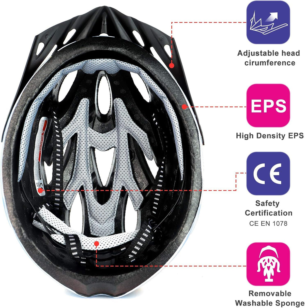 Cycle Helmet, Lightweight Bicycle Helmet, Adjustable Mountain & Road Bike Helmets for Adults, 18 Vents with Adjustable Strap & Detachable Visor for Mens Womens(Head Sizes58-62cm)