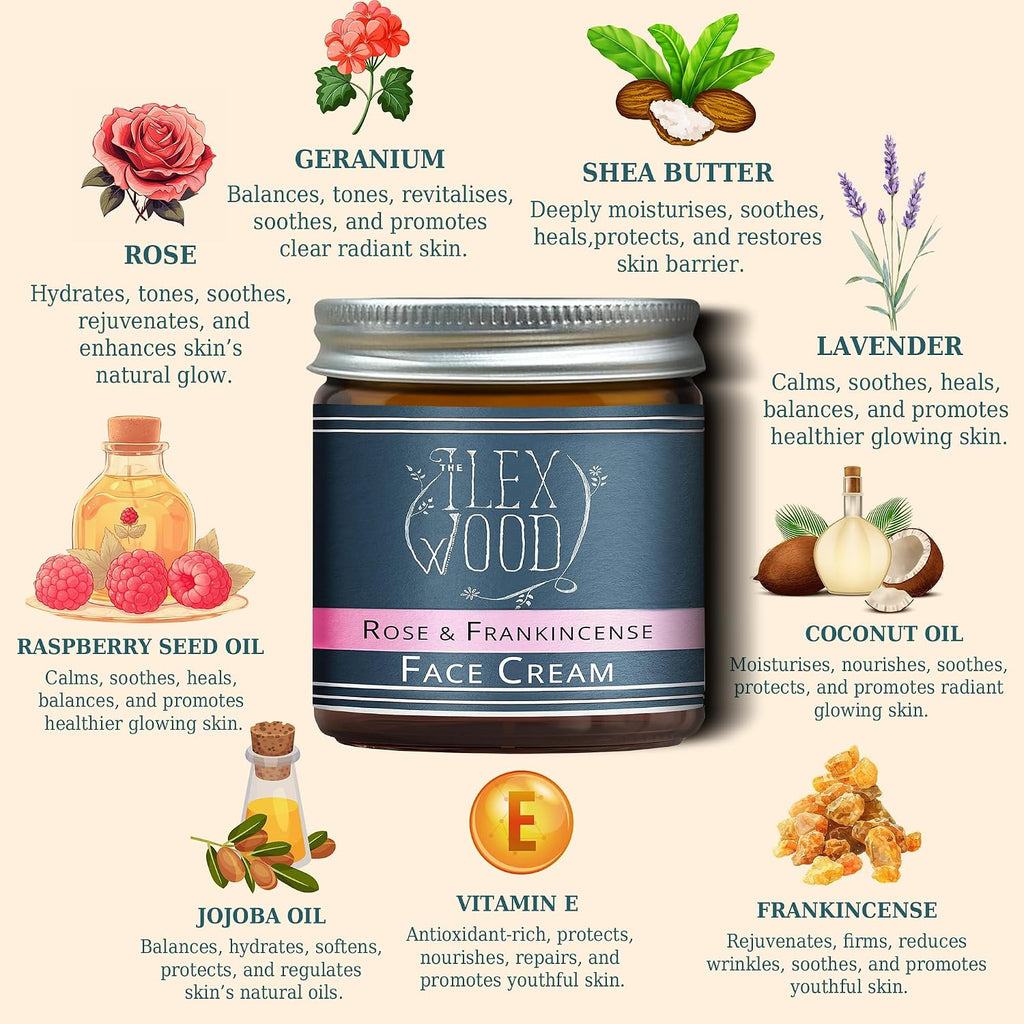 The Ilex Wood Rose & Frankincense Face Cream – Natural Moisturiser 60ml