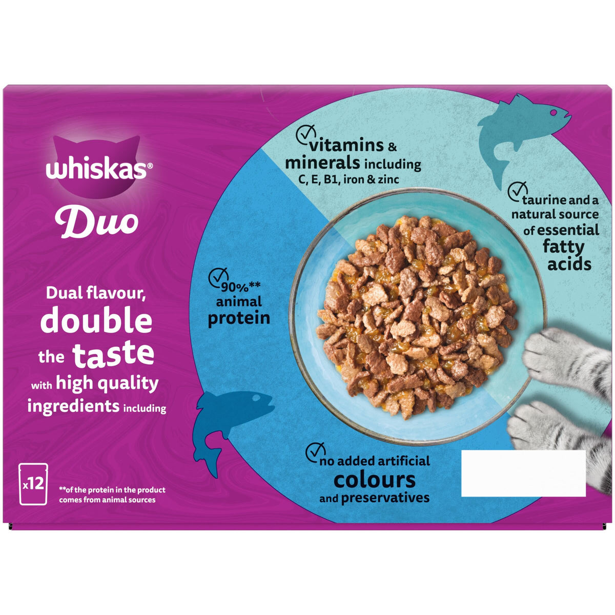 WHISKAS DUO Adult Wet Cat Food in Jelly 40x85g Surf & Turf