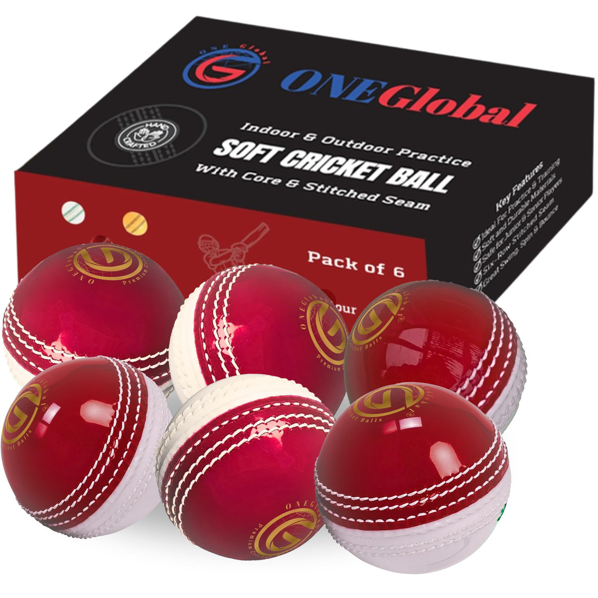 Incrediball Soft Practice Cricket Ball | Outdoor & Indoor Rubber Cricket Ball With Core & Stitched Seam | For Practice, Training & Family Fun | Senior & Junior Size