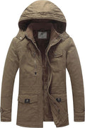 Men's Thickened Fleece Parka Jacket With Removable Hood Size S Insulated