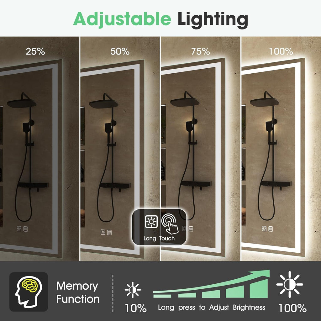 Bathroom LED Mirror 800x600 Anti Fog Dimmable IP44 Memory S'bagno