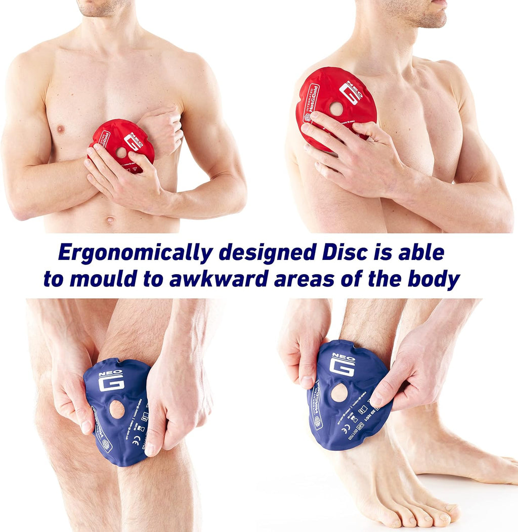 Neo G Hot and Cold Therapy Disc – Reusable Heat Pack Ice Pack for Injuries, Muscle Inflammation, Joint Pain, Swelling, Sprains – Flexible & Dual Function - Class 1 Medical Device - 1 Disc - Blue/Red