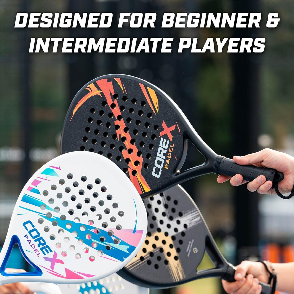 Padel Racket- Grit Spin Surface, Lightweight 360g, EVA Foam Core, Hybrid Teardrop-Round Shape for Control & Precision