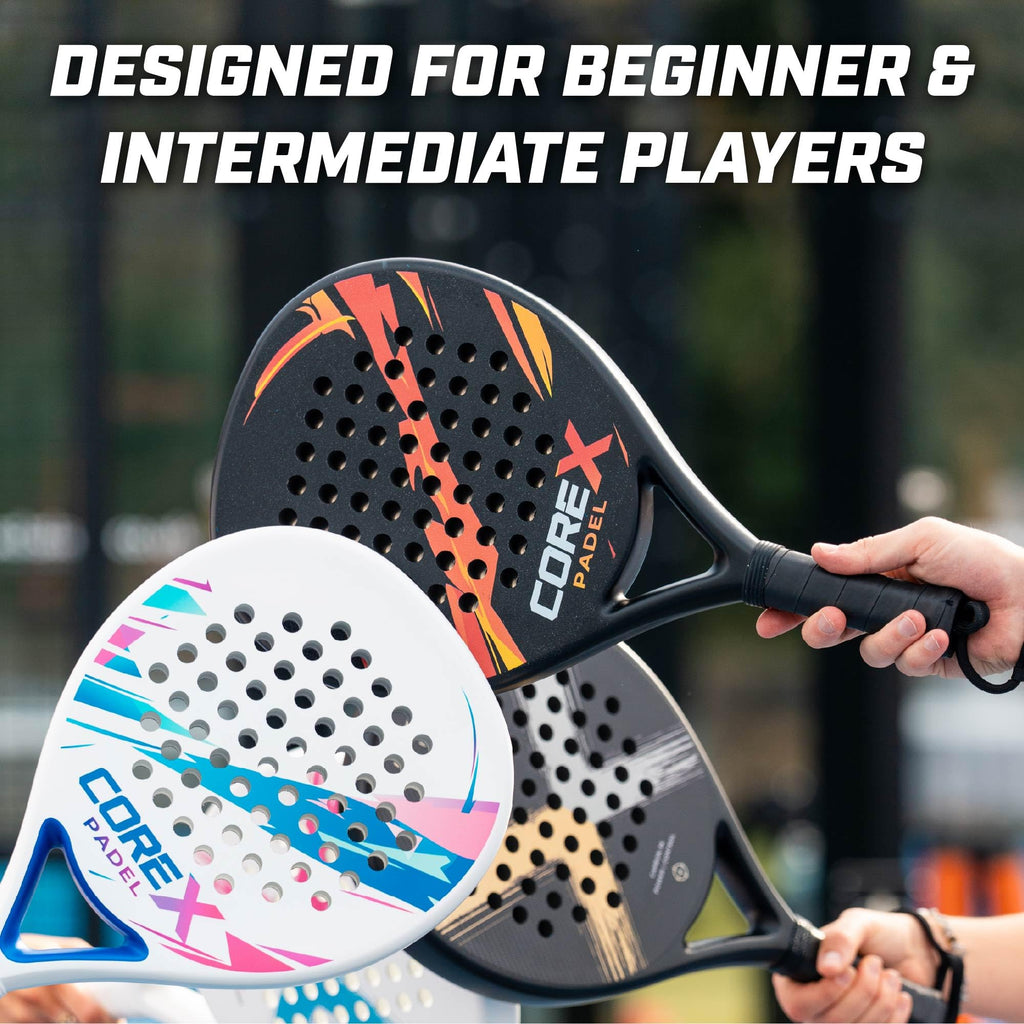 Padel Racket- Grit Spin Surface, Lightweight 360g, EVA Foam Core, Hybrid Teardrop-Round Shape for Control & Precision