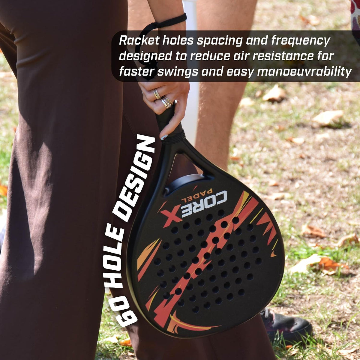 Padel Racket- Grit Spin Surface, Lightweight 360g, EVA Foam Core, Hybrid Teardrop-Round Shape for Control & Precision