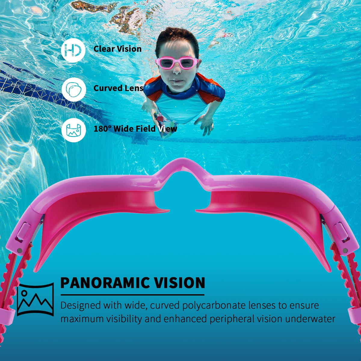 BEEWAY Kids Swimming Goggles for Boys Girls Age 6-14 Anti Fog & Leak Proof
