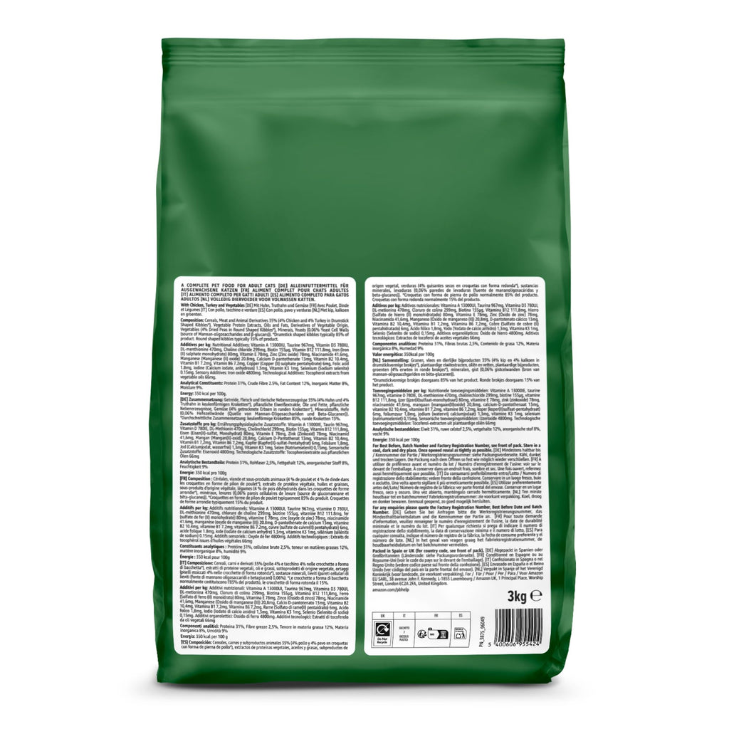 by Amazon - Complete Dry Cat Food with Salmon, Tuna and Vegetables, 1 pack of 3kg