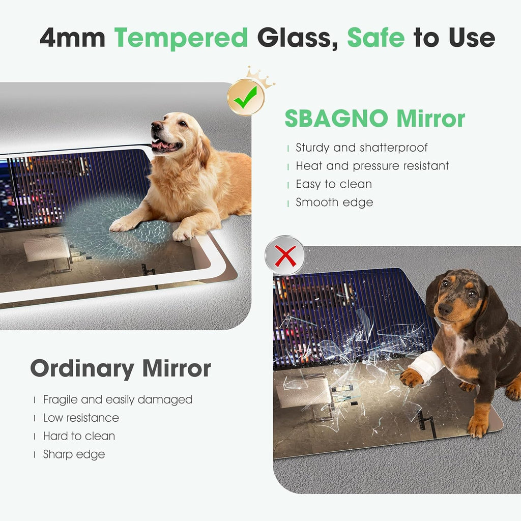 LED Bathroom Mirror 100x70cm Bluetooth Speaker Anti Fog Dimmable Wall S'bagno