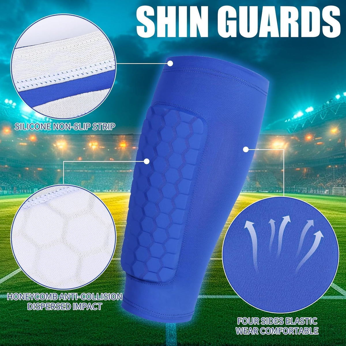 2 Pairs Shin Guards Kids,Shin Defender Kids,Football Soccer Shin Pads, Honeycomb Compression Sleeve Football Shins Guard For Boys Kid Teenagers
