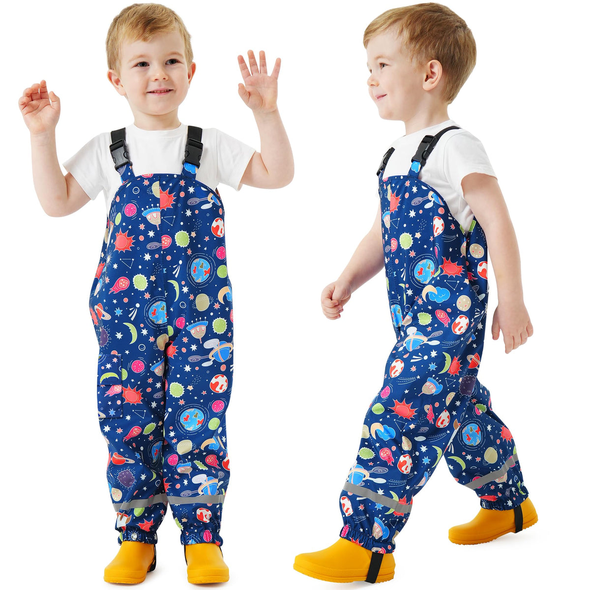 Kids Waterproof Trousers Boys Girls Rain Dungarees, 2-7 Years