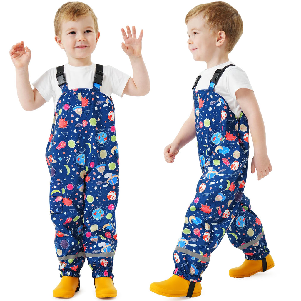 Kids Waterproof Trousers Boys Girls Rain Dungarees, 2-7 Years