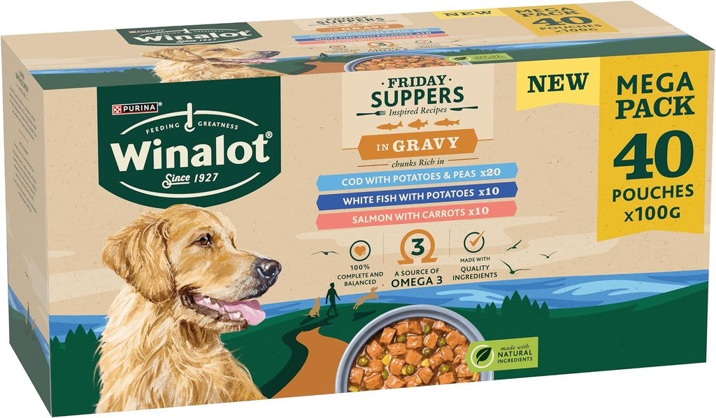 WINALOT Sunday Dinner Mixed in Gravy Wet Dog Food Pouches 40x100g