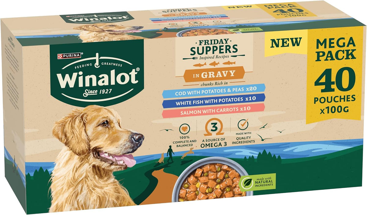 WINALOT Sunday Dinner Mixed in Gravy Wet Dog Food Pouches 40x100g