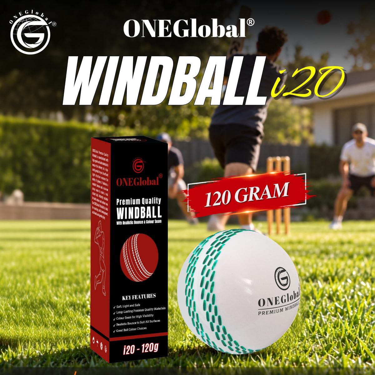 Premium Windball Soft Cricket Ball with Colour Seam | Wind Ball for Outdoor & Indoor Practice, Coaching, Garden & Beach Games