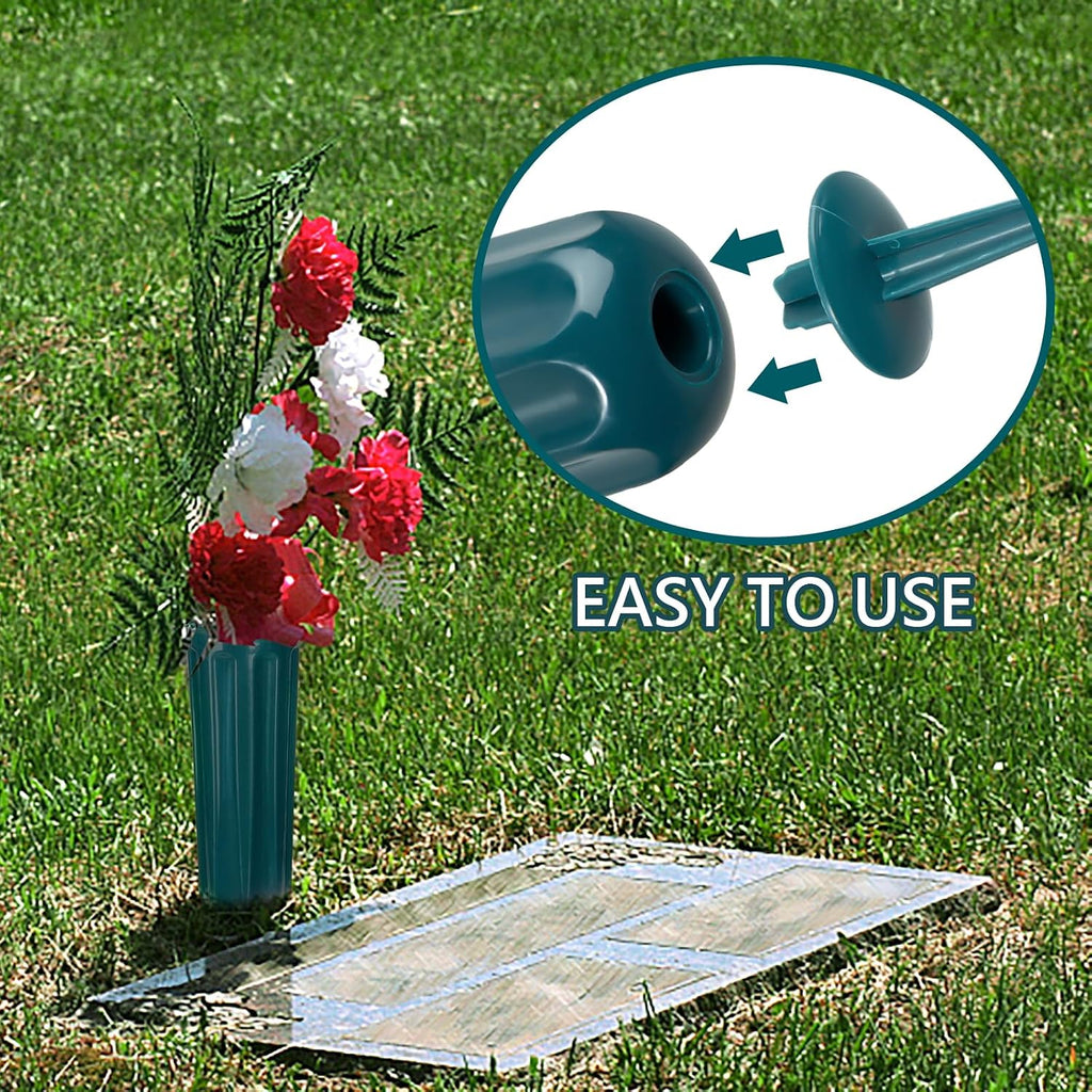 20 Pack Grave Vases with Spikes Cemetery Flower Pots Memorial Holders Dark Green