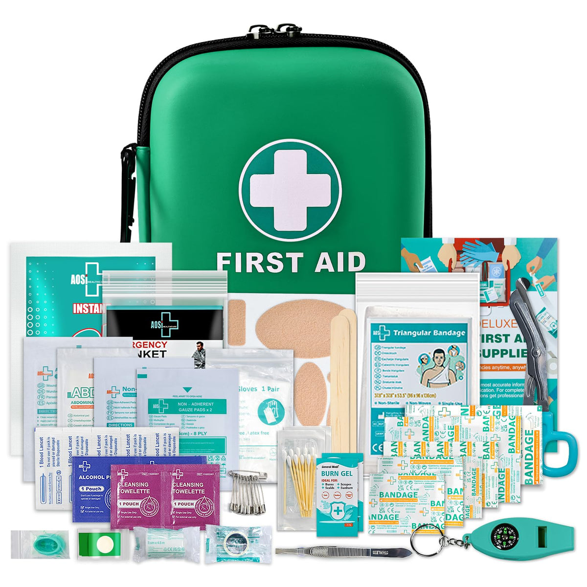 First Aid Kit - 170 Pieces Hard Case and Lightweight - Includes Instant Cold Pack,Emergency Blanket for Travel, Home, Office, Vehicle