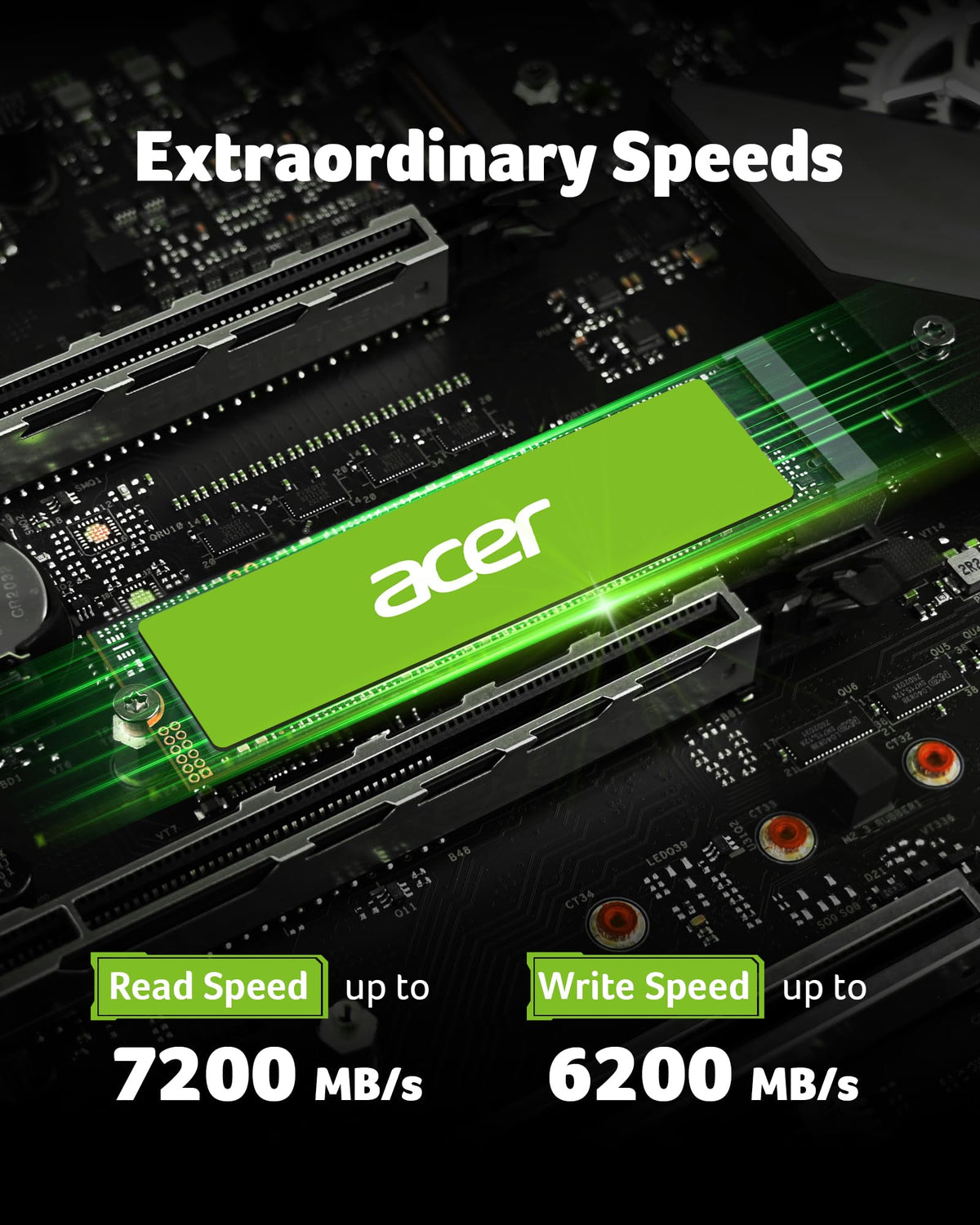 Acer FA100 M.2 2280 SSD 512GB: PCIe 3.0 NVMe with HMB & SLC Cache, Up to 3500 MB/s Read Speed, PC Internal Solid State Drive for Laptop & Desktop Upgrade