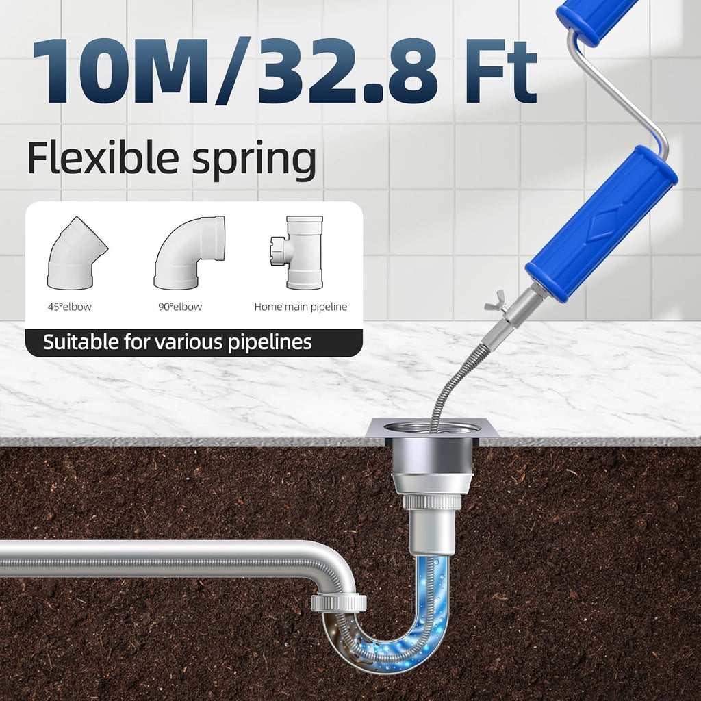Drain Unblocker 10m x 6mm Flexible Drain Snake Manual Electric Plumbing Auger