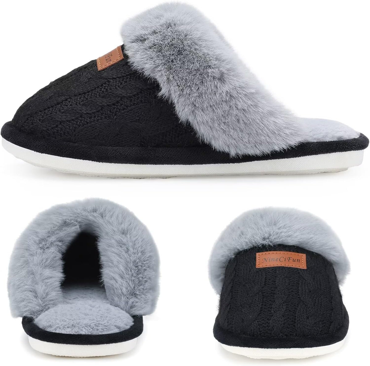 Women's Fuzzy Memory Foam Cozy House Slippers with Soft Faux Fur Lining