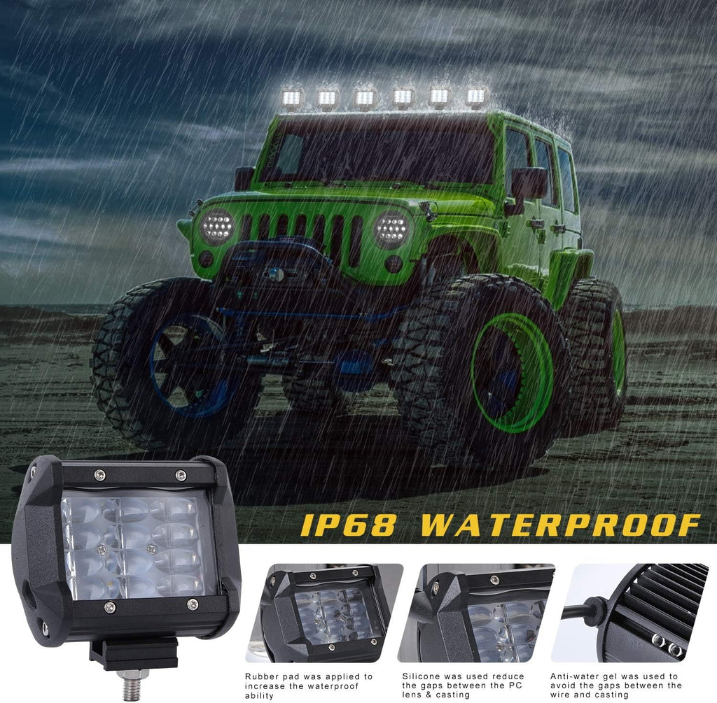 LED Work Light Pods 4 Inch Pair 72W Spot Off Road Fog Lights 12V 24V YUGUANG