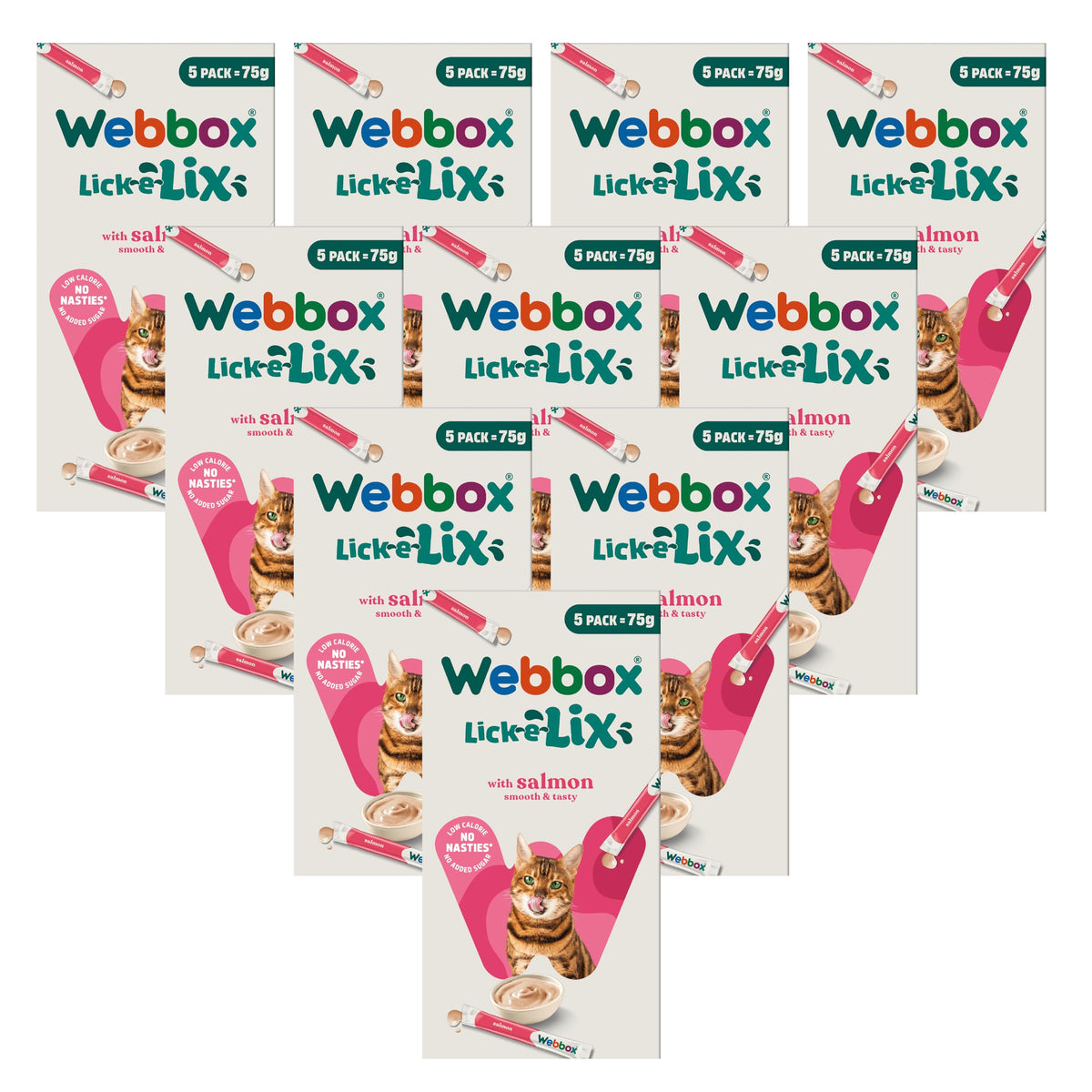 Webbox Lick-e-Lix Cat Treats Variety Value Pack - Kitten Friendly, Grain Free, No Artificial Preservatives or Colours (50 Pack)