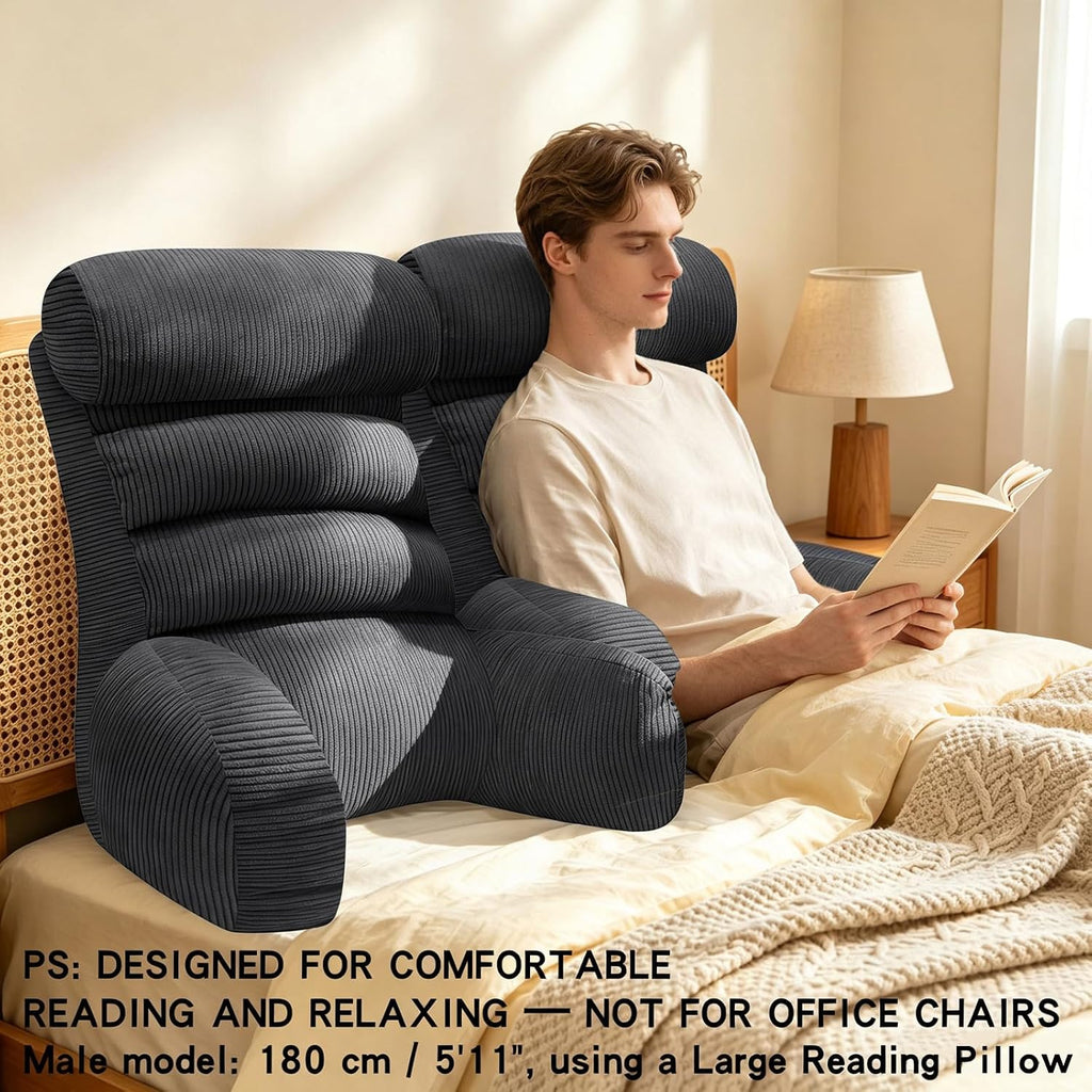 Reading Pillow for Bed Back Support Cuddle Cushion Sitting Upright Comfort Support-Orange Red