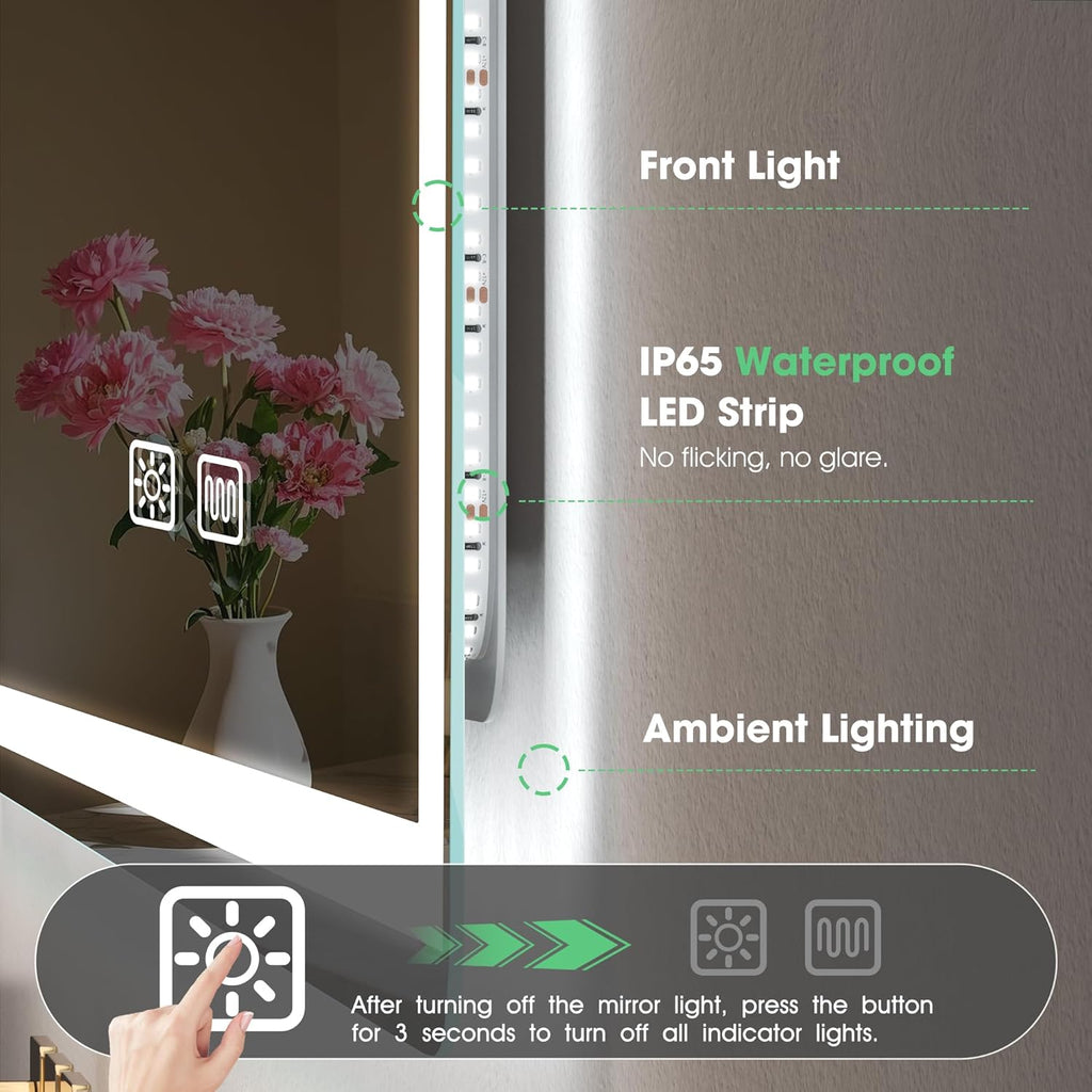Bathroom LED Mirror 800x600 Anti Fog Dimmable IP44 Memory S'bagno