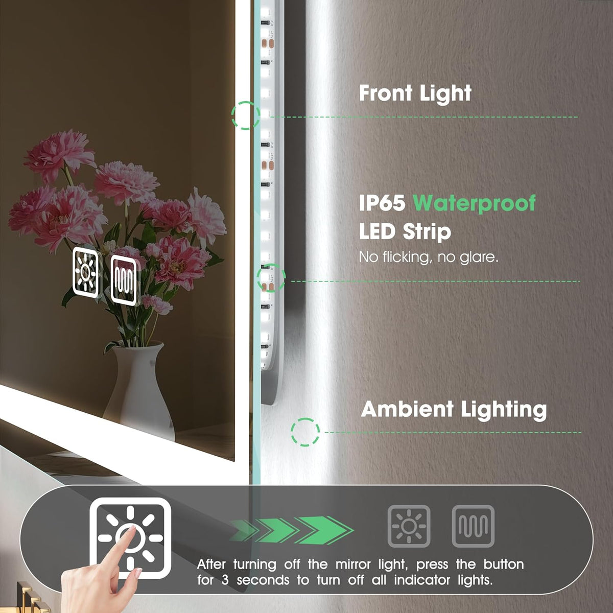 Bathroom LED Mirror 800x600 Anti Fog Dimmable IP44 Memory S'bagno