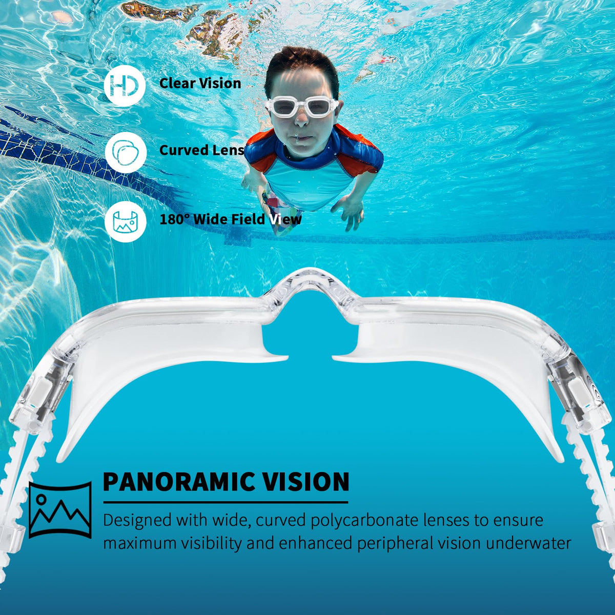 BEEWAY Kids Swimming Goggles for Boys Girls Age 6-14 Anti Fog & Leak Proof